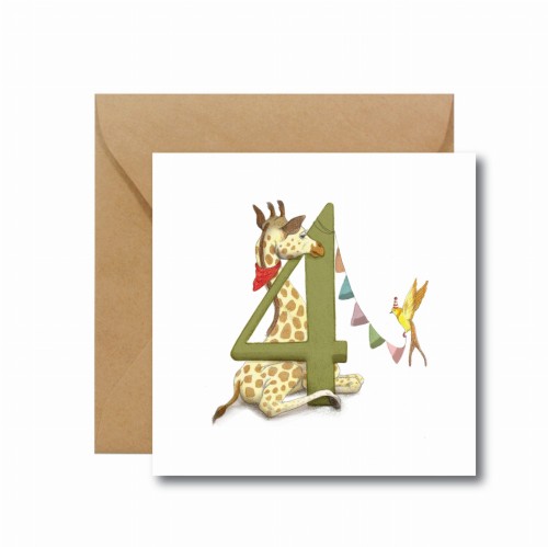 KARTKA OKOLICZNOŚCIOWA  NA CZWARTE URODZINY / ŻYRAFKA