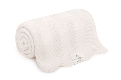 Bambusowy kocyk w jodełkę Cream 80x100 My Memi