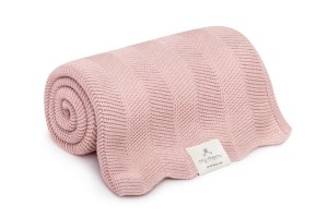 Bambusowy kocyk w jodełkę Powder Pink 80x100 My Memi