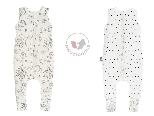 DWUSTRONNY ŚPIWOREK Z NÓŻKAMI bloom/czarne kropki (1-2 LATA) Sleepee 