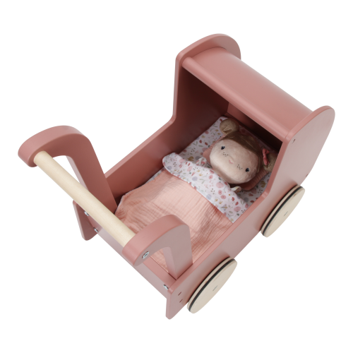 Drewniany wózek dla lalek z lalką Little Dutch
