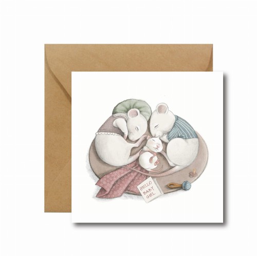 KARTKA OKOLICZNOŚCIOWA  HELLO BABY GIRL - Z OKAZJI NARODZIN DZIEWCZYNKI