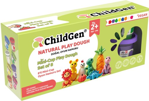 Zestaw naturalnej ciastoliny 8 szt. eco kubki 2+ - ChildGen