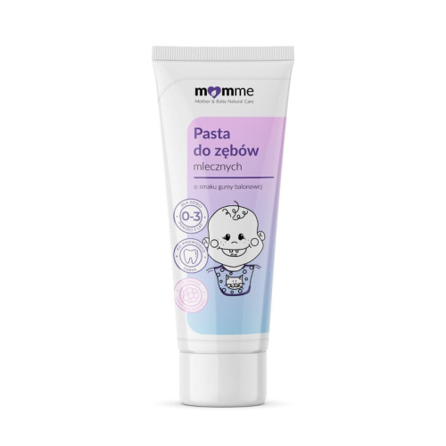 Pasta do zębów mlecznych z fluorem 0-3 guma balonowa - MomMe