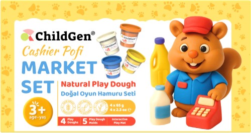 PAW PALS Kasjer Pofi zestaw kreatywny 4 ciastoliny, foremki, mata Market - Sklep - ChildGen