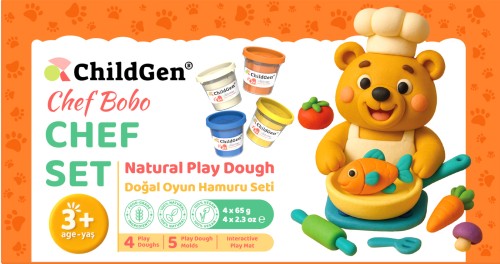 PAW PALS Kucharz Bobo zestaw kreatywny 4 ciastoliny, foremki, mata - ChildGen