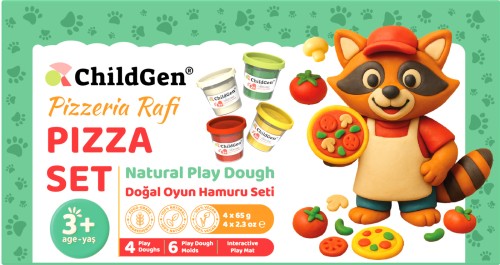 PAW PALS Pizzeria Rafi zestaw kreatywny 4 ciastoliny, foremki, mata - ChildGen