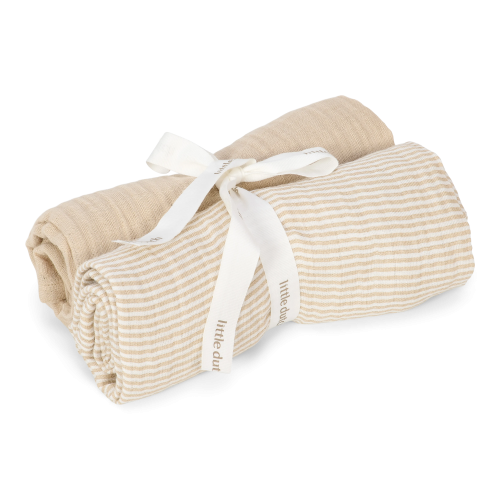 Otulacze muślinowe 70 x 70 cm Pure Soft Beige 2 szt. Little Dutch