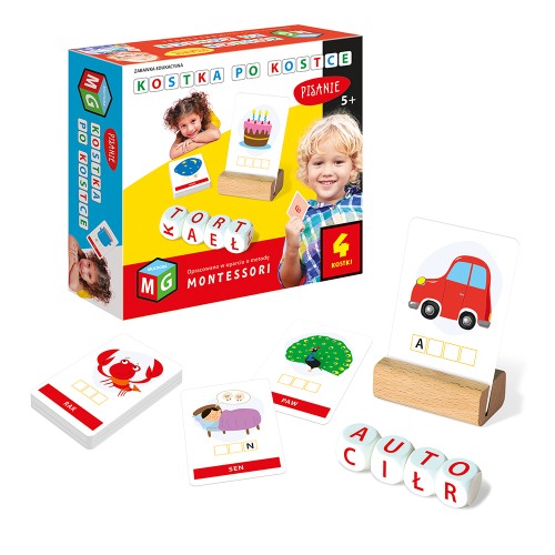 Gra - Kostka po kostce – Pisanie 4 kostki – Zabawka edukacyjna Montessori - Multigra