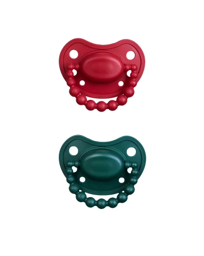 Zestaw świąteczny - Smoczki pozycjonujące 3-6m Holy Green i Santa Red - LUU Kids
