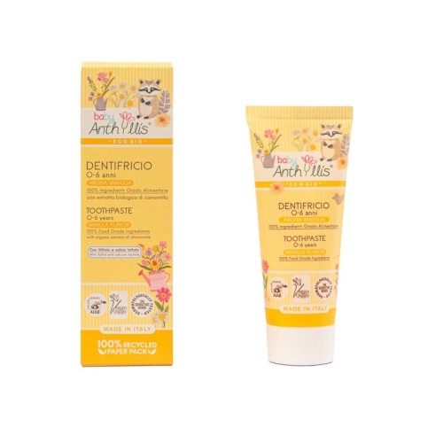 Pasta do zębów dla dzieci Bio, BEZ FLUORU, waniliowa, 75 ml, Baby Anthyllis