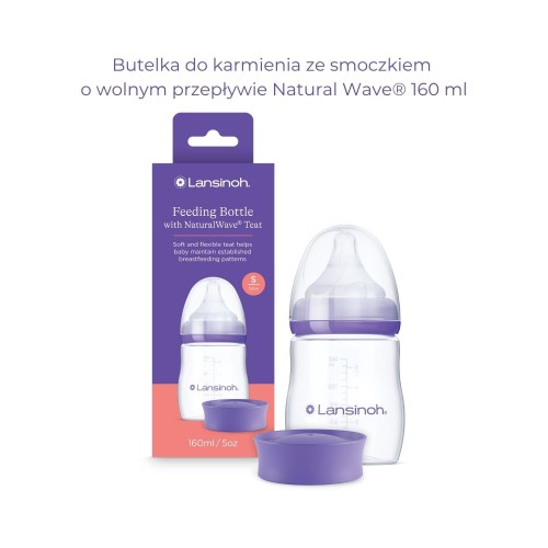 Butelka do karmienia ze smoczkiem o WOLNYM przepływie Natural Wave® 160 ml Lansinoh