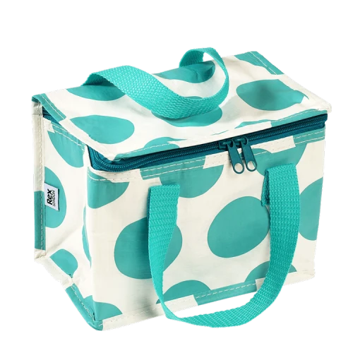 Torba termiczna na lunch, Kropki, turkusowo-biała, Rex London 