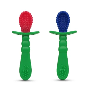 Łyżeczki silikonowe dla niemowląt, 2 szt., czerwona i niebieska, RaZbaby